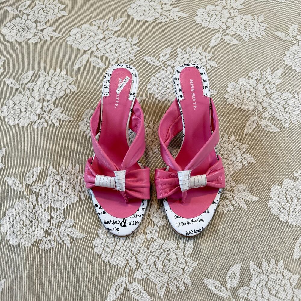 Vintage Miss Sixty Pink Leather Kitten Heels – Size 38